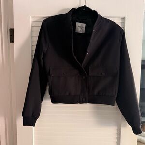 Abercrombie & Fitch Black Bomber Jacket-Size Small